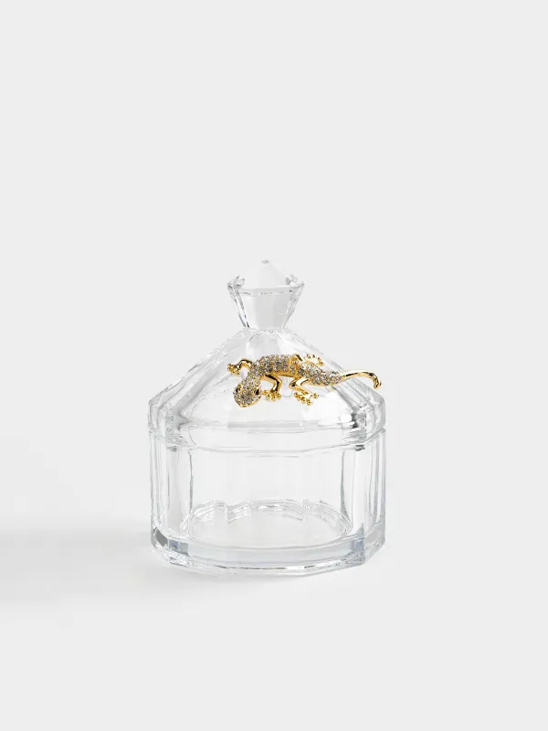 Емкость для хранения, 12х14 см, 300 мл, стекло Р/металл, Золотистая ящерица, Alid, image-0