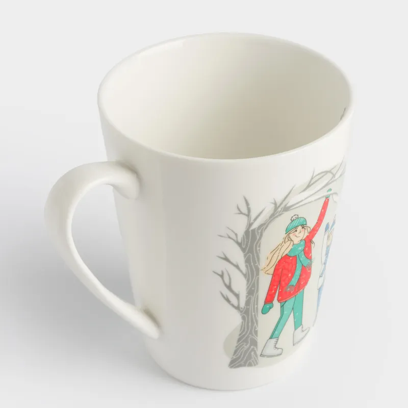 Кружка, 420 мл, фарфор N, белая, Мама и сын в снегу, Family, image-4