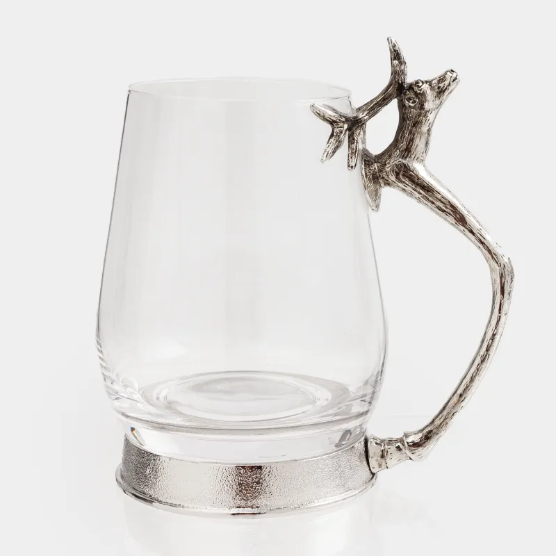 Кружка, 400 мл, стекло/металл, Серебристый олень, Lux elements, image-0