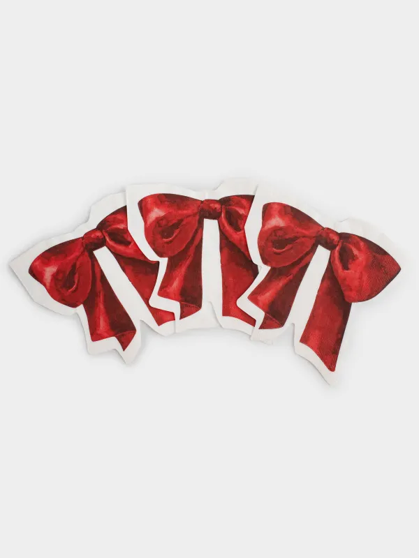 Салфетки бумажные, 30х30 см, 20 шт, фигурные, белые, Красный бант, Christmas traditions, image-2