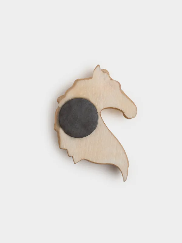 Магнит, 8 см, полирезин, золотистый, Голова лошади, Horse gold, image-3