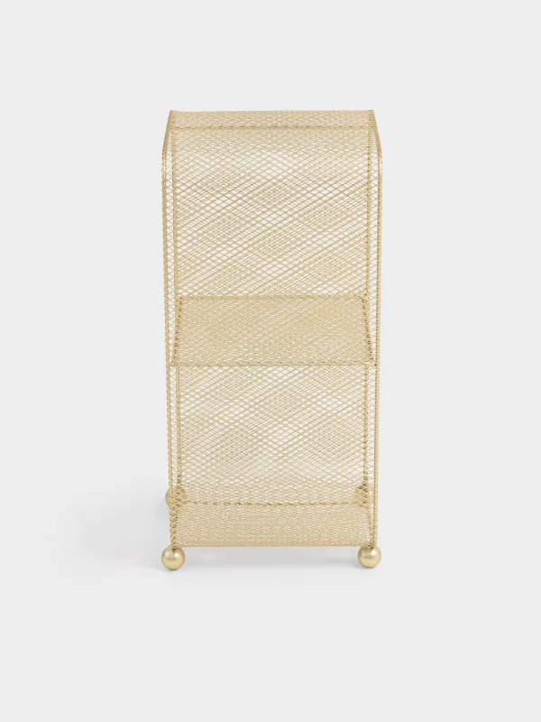 Этажерка, 2-х ярусная, 30х30х64 см, металл, золотистая, Compact gold, image-1