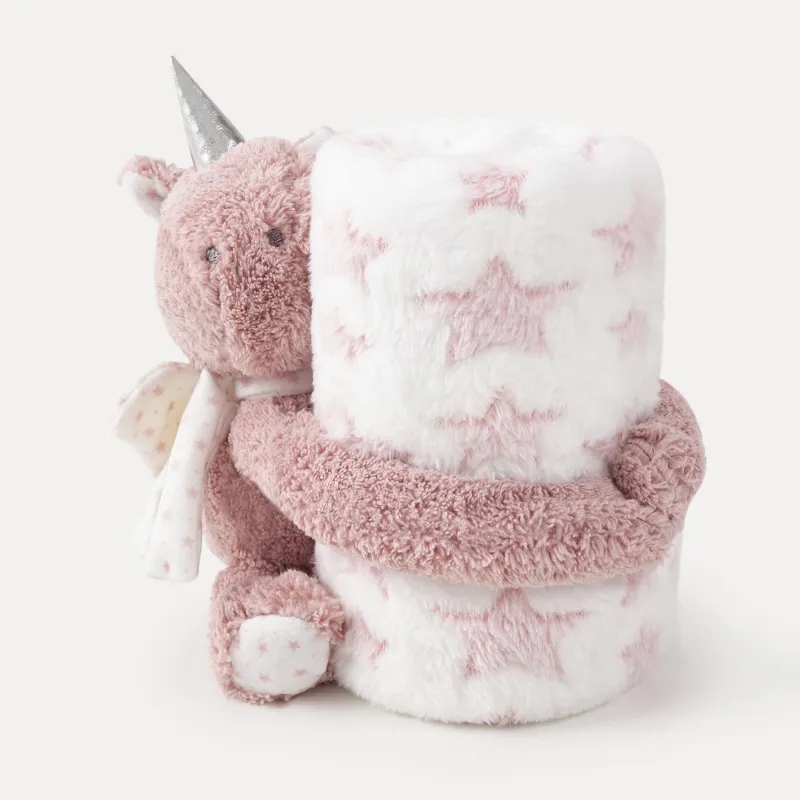 Плед с игрушкой, 78х96 см, полиэстер, розовый, Единорог, Unicorn