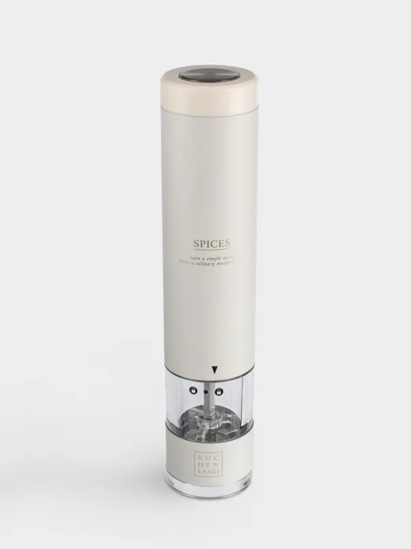 Мельница для специй, 22 см, электрическая, металл/пластик, LED W, молочная, Course, image-1
