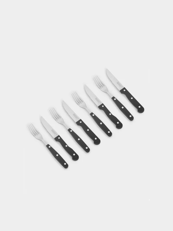 Приборы для стейка, 4 перс, 8 пр, пластик/сталь, черные, Rosario, image-2