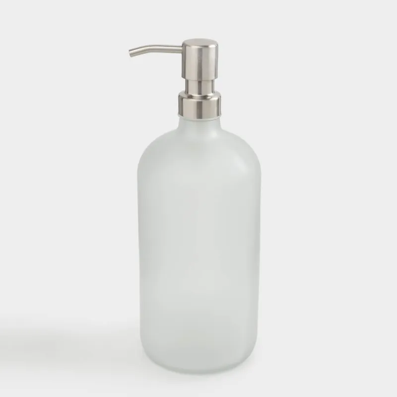 Диспенсер для ванной комнаты, 700 мл, с наклейками, стекло/сталь, матовый, Matte