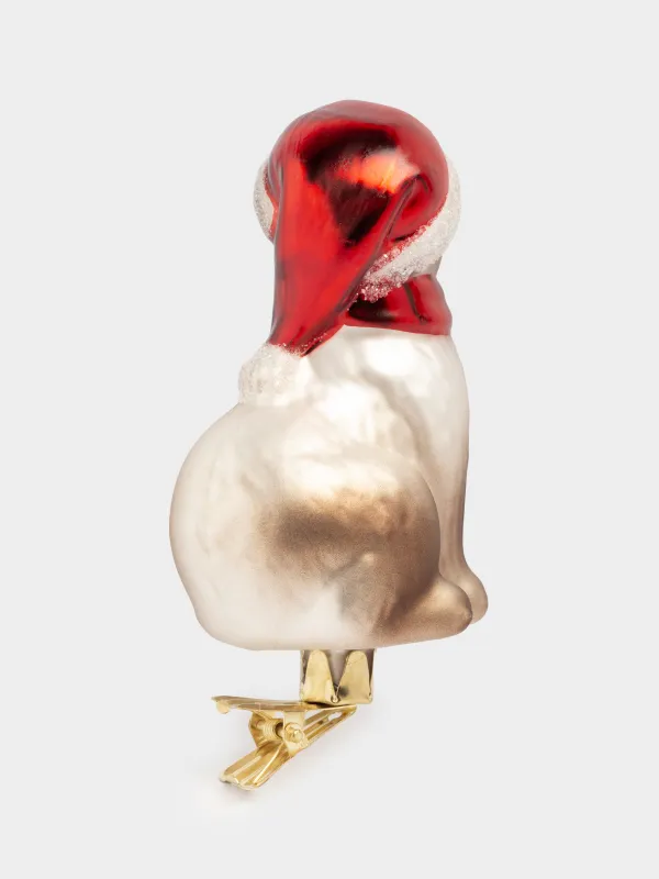 Игрушка елочная, 9 см, на клипсе, стекло, бронзовая, Кот в шарфике, Figure christmas, image-2