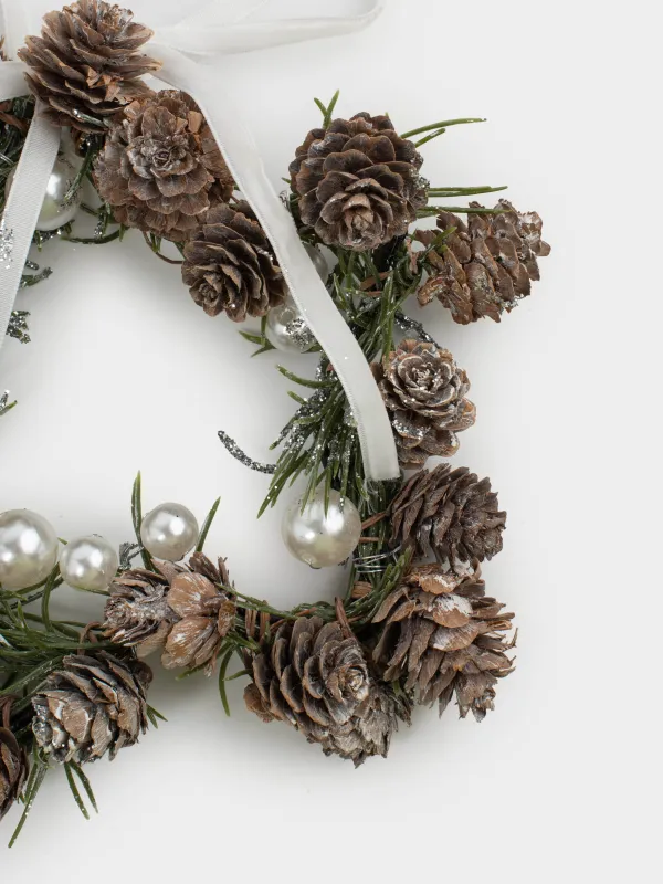 Венок декоративный, 9/18 см, пластик/металл, Conifer delice, image-3