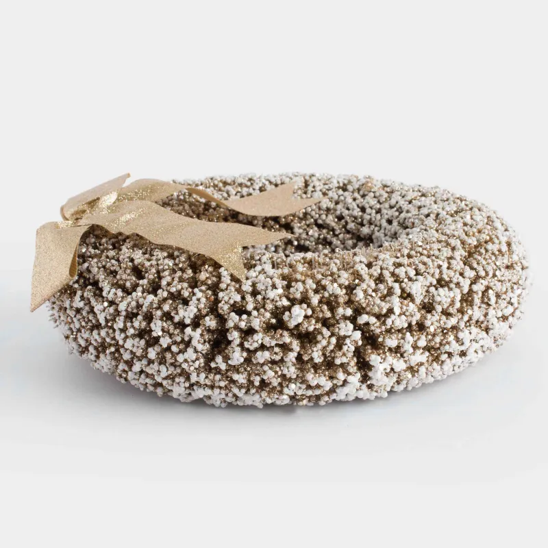 Венок декоративный, 30 см, пластик/металл, шампань, Иней на ветках, Frosty sparks, image-2