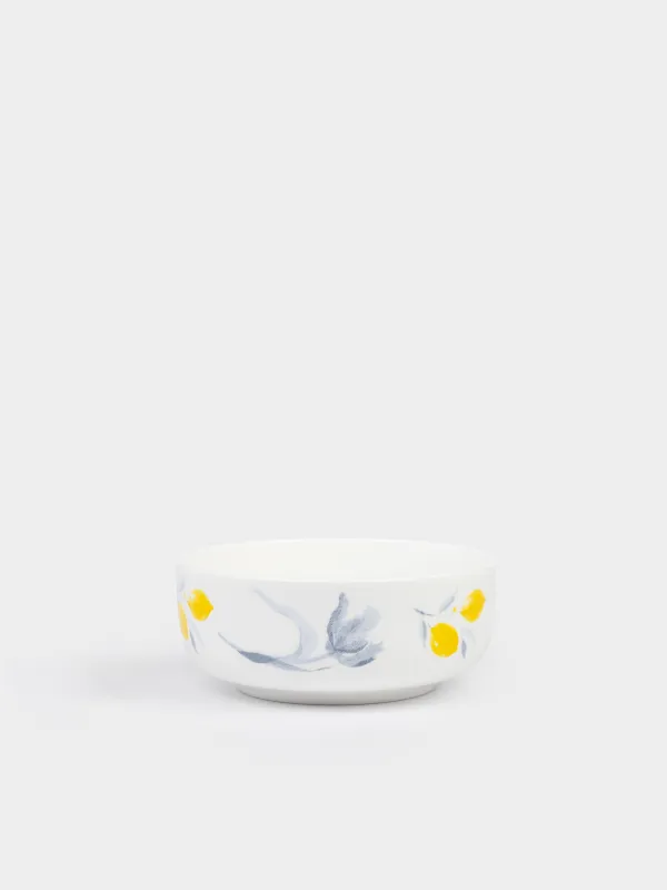 Пиала, 15х6 см, 700 мл, фарфор F, белая, Цветок и лимоны, Sicily, image-0