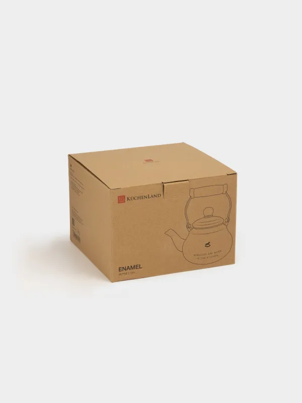 Чайник, 1,2 л, металл эмалированный/дерево, молочный, Лошадь, Enamel, image-6