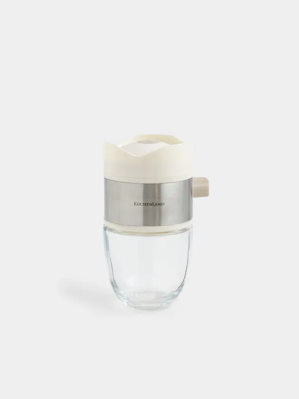 Емкость для соли или перца, 12 см, с кнопкой, стекло/пластик, молочная, Milk kitchen, image-0