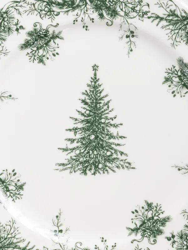 Тарелка обеденная, 26 см, фарфор N, бело-зеленая, Елка, Winter lace, image-4