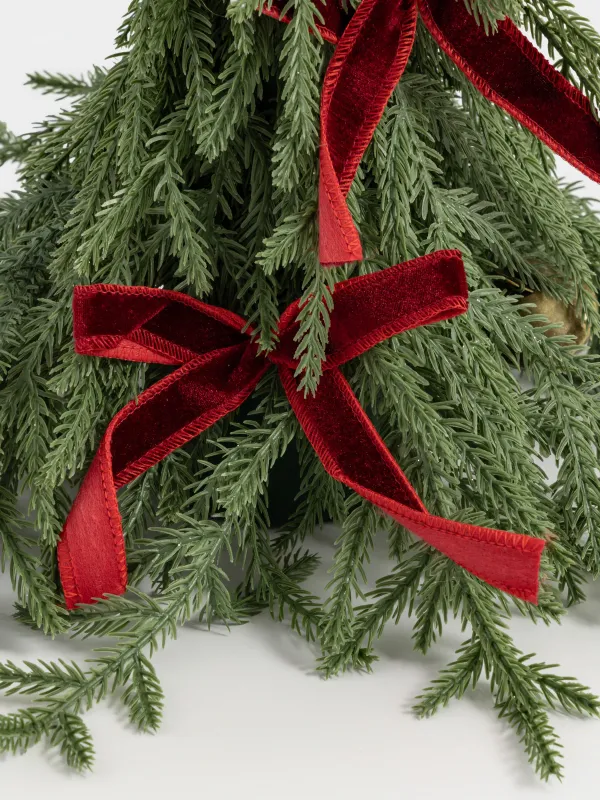 Ель искусственная, 35 см, пластик, Ель с бантиками и колокольчиком, Conifer curved, image-2