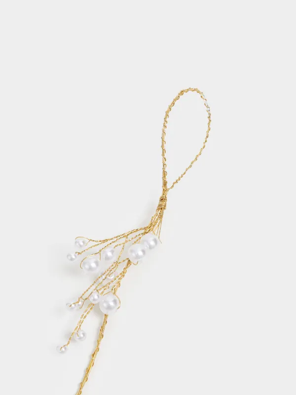 Ветка-гирлянда декоративная, 1,2 м, пластик/металл, шампань, Жемчужины, Balls decor, image-2