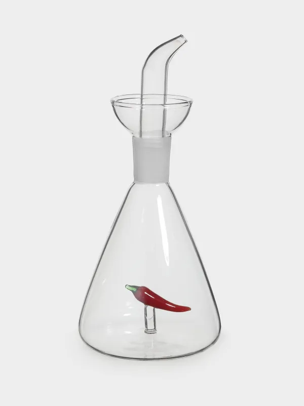 Бутылка для масла или уксуса, 300 мл, с дозатором, стекло/силикон, Красный перец, Shape