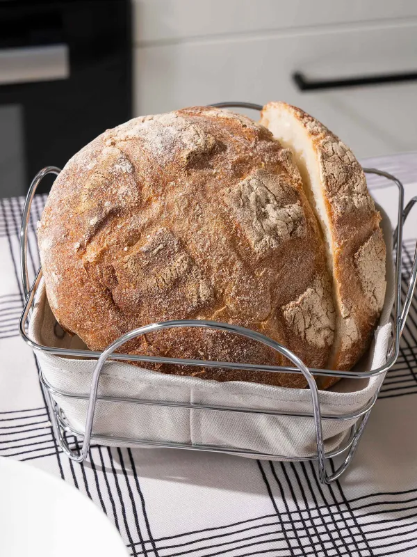 Корзина для хлеба, 21x21 см, хлопок/металл, квадратная, серая/серебристая, Twist silver, image-5