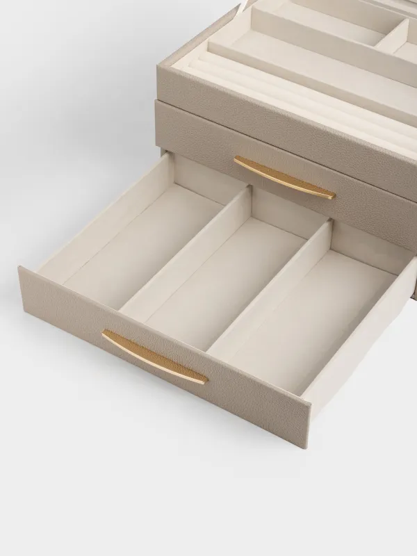 Шкатулка для украшений, 27х22 см, искусственная кожа/МДФ, бежевая, Premiere, image-3