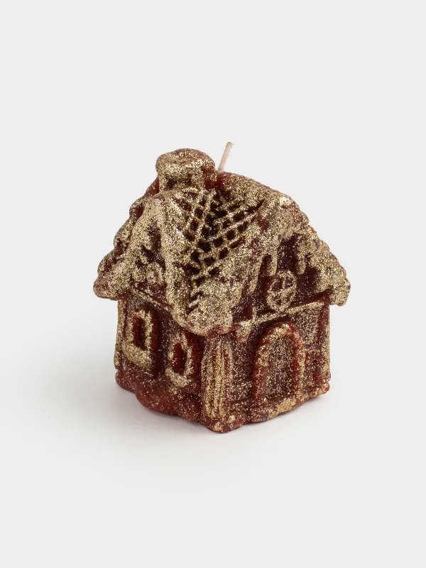 Свеча, 7х9 см, с блестками, бордовая, Домик, House shape, image-1