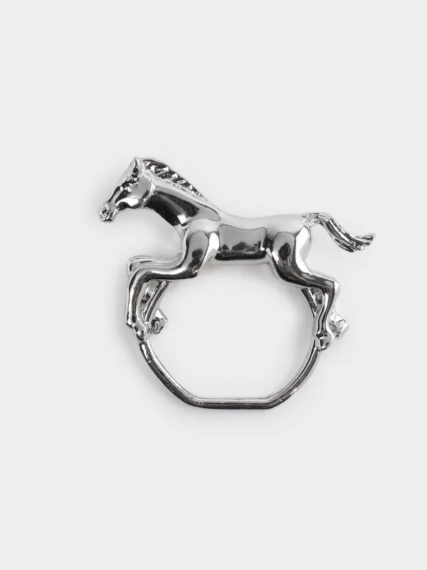 Кольцо для салфеток, 7 см, металл, серебристое, Лошадка, Horse silver, image-2