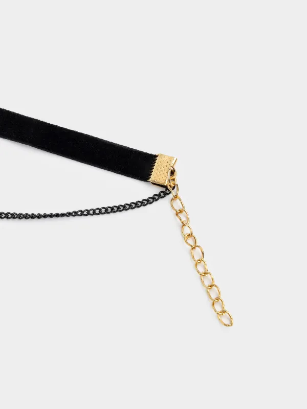 Чокер, 29 см, бархат/металл, черный, Сердце, Heart, image-4