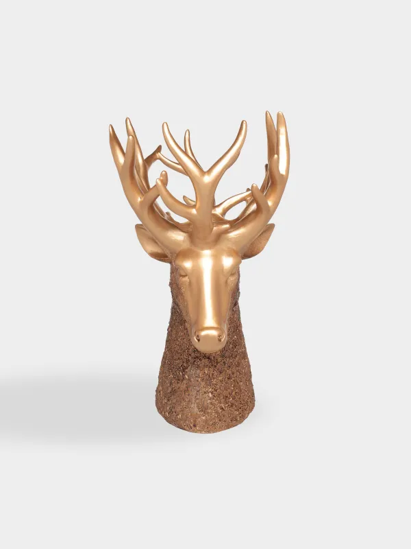 Ваза декоративная, 40 см, Голова оленя, Deer gold, image-0