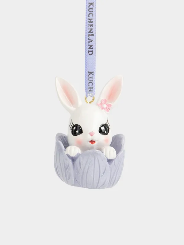 Подвеска декоративная, 6 см, полирезин, молочно-фиолетовая, Зайчик, Easter, image-1
