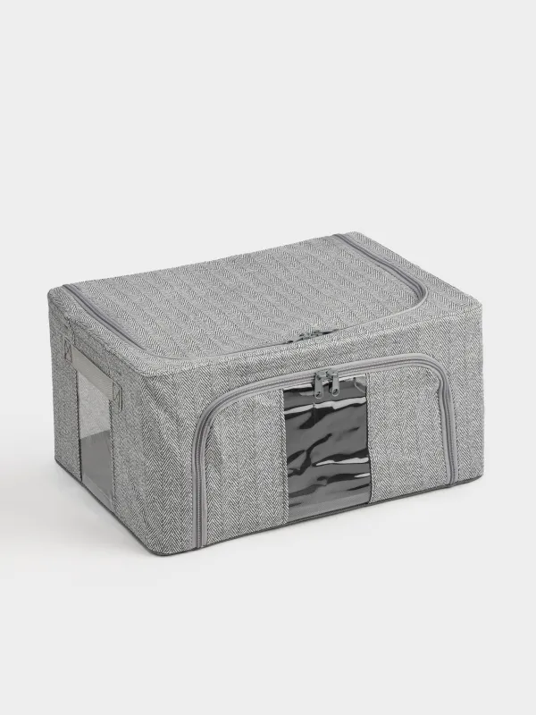 Органайзер-короб для вещей, 50х40х22 см, на молнии, текстиль, серый, Pedant new, image-1