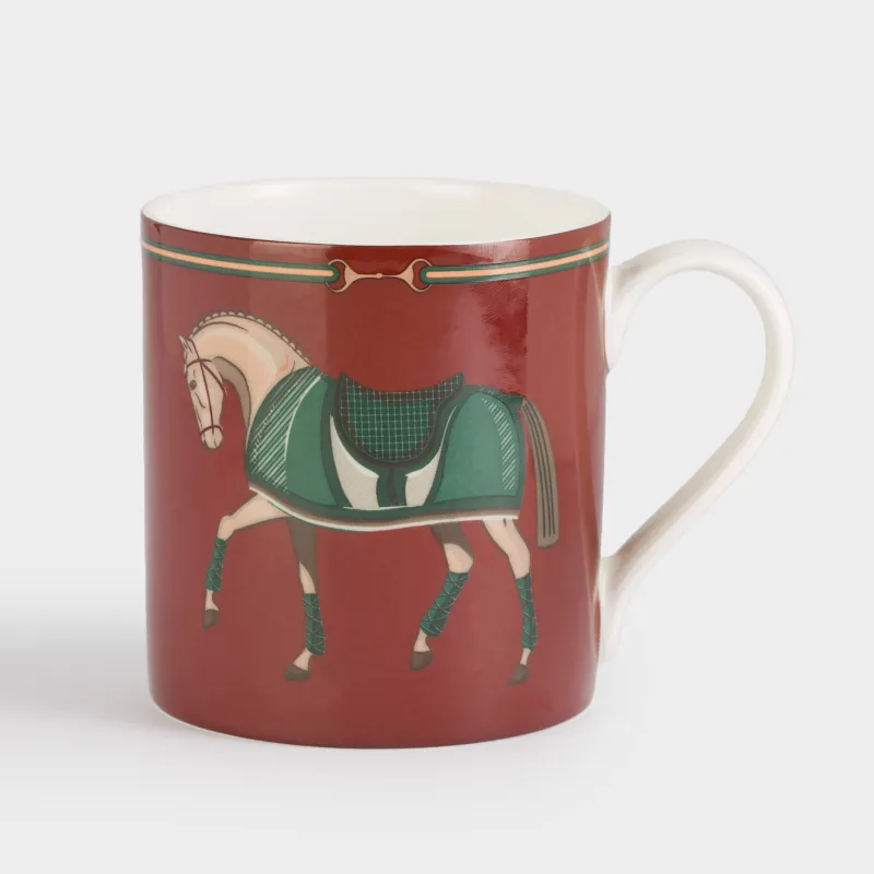 Кружка, 380 мл, фарфор F, красная, Лошадь, Warhorse