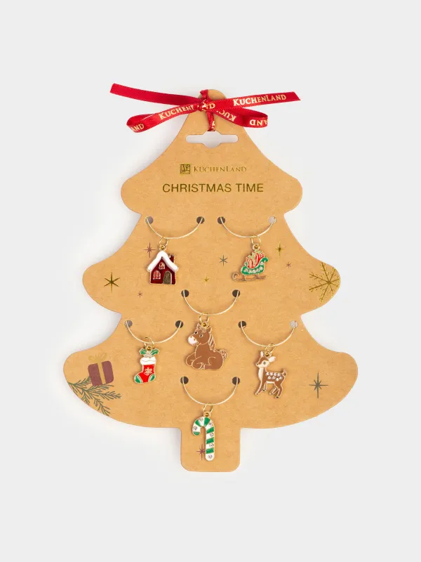 Подвеска для бокала, 6 шт, металл/стразы, Новогодние украшения, Christmas time, image-5