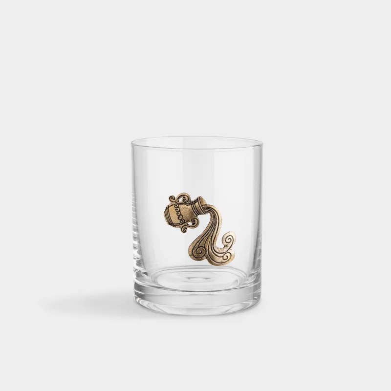 Стакан для виски, 10 см, 340 мл, стекло/металл, золотистый, Водолей, Zodiac