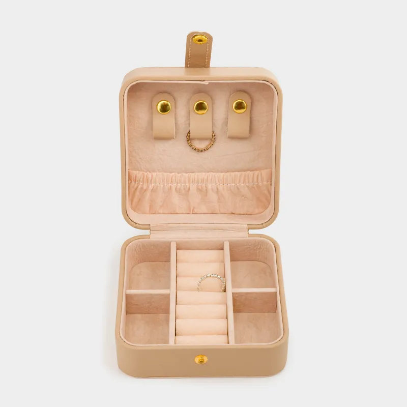 Шкатулка для украшений, 11х11 см, искусственная кожа/МДФ, бежевая, Premiere small, image-3