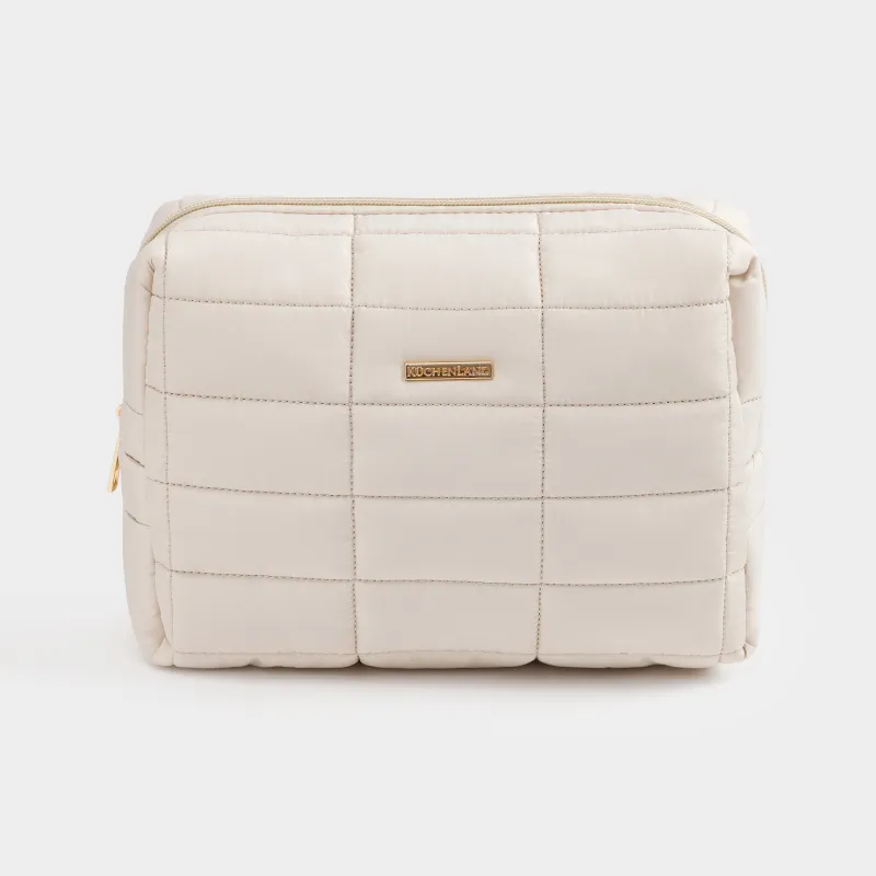 Косметичка, 18х26 см, стеганая, полиэстер, молочная, One stitch, image-0