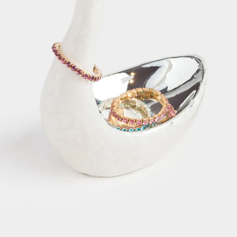 Держатель для украшений, 10 см, полирезин, серебристо-жемчужный, Лебедь, Fantastic, image-5