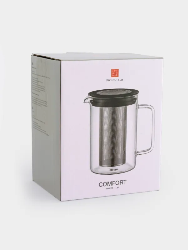 Чайник заварочный, 1,5 л, стекло Б/сталь/пластик, Comfort, image-4