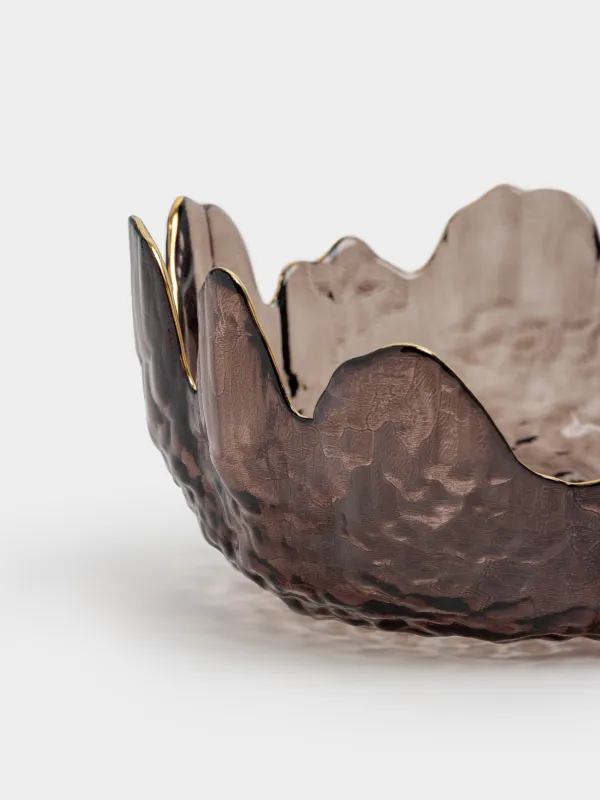 Салатник, 18х7 см, 700 мл, стекло, коричневый, с золотистым кантом, Nautilus color, image-3