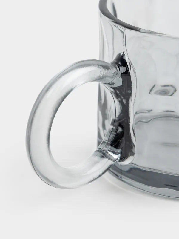 Кружка, 300 мл, стекло, серая, Clear grey, image-3