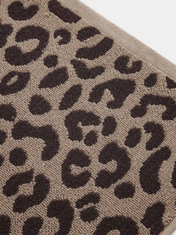 Полотенце, 70х140 см, хлопок, коричневое, Леопардовый принт, Leopard cotton, image-1