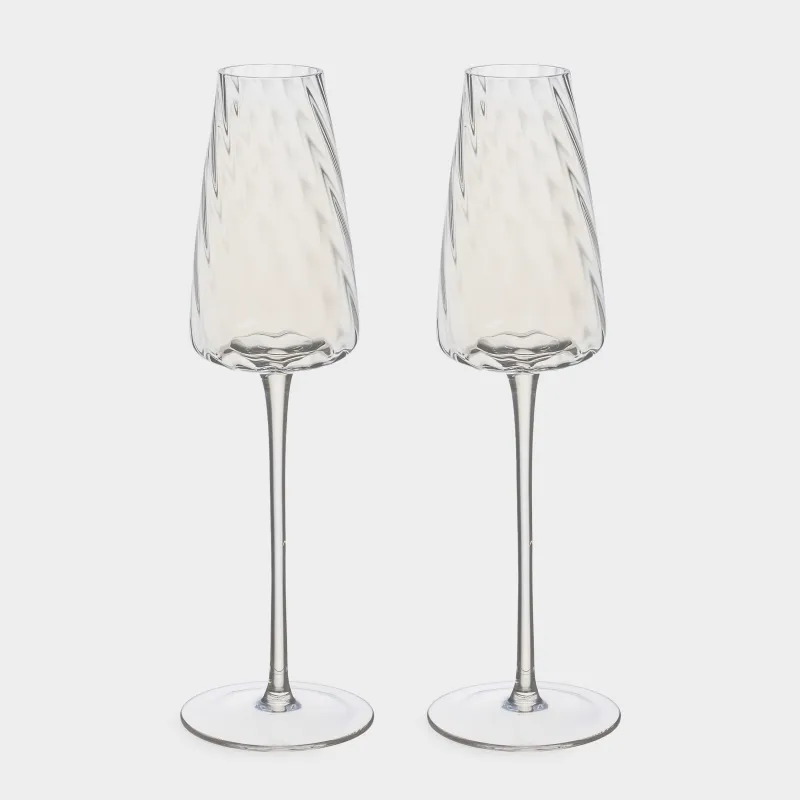 Бокал для шампанского, 270 мл, 2 шт, стекло, перламутр, Sorento bend