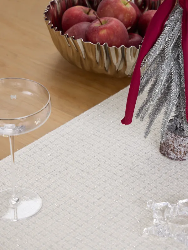 Дорожка настольная, 40х160 см, полиэстер, белая, Серебристая клетка, Cage silver, image-5
