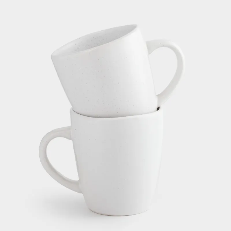 Кружка, 420 мл, 2 шт, керамика, молочная, в крапинку, Неровный край, Demicile light