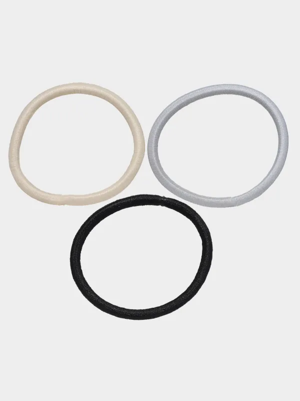 Резинка для волос, 5 см, 24 шт, полиэстер, черная/серая/бежевая, Basic, image-0