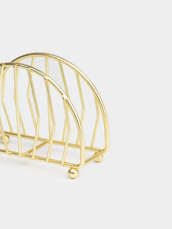 Салфетница, 13 см, металл, золотистая, полукруг, Twist gold, image-3