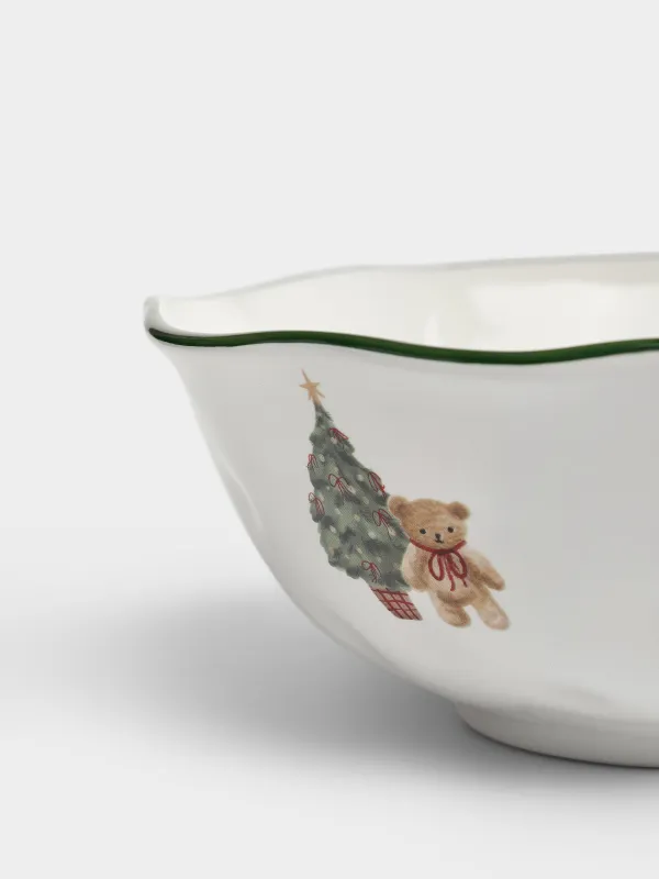 Салатник, 20х7 см, Мишка с елкой, Christmas green, image-3