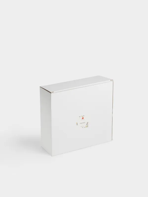 Блюдо, 25 см, керамика D, молочное, Кролик и цыпленок с цветами, Easter, image-4