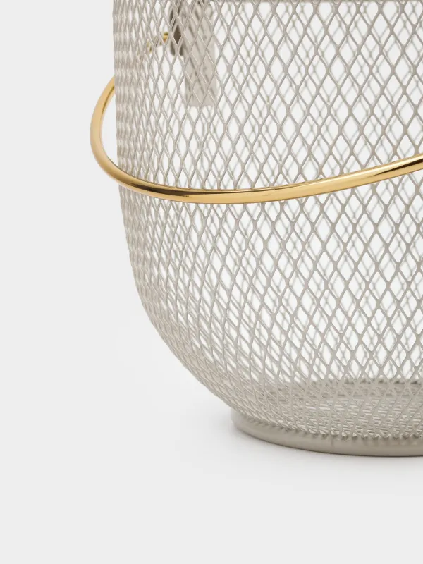 Корзина для хранения, 21х17 см, с ручкой, металл, серо-бежевая, Dainty twin, image-4