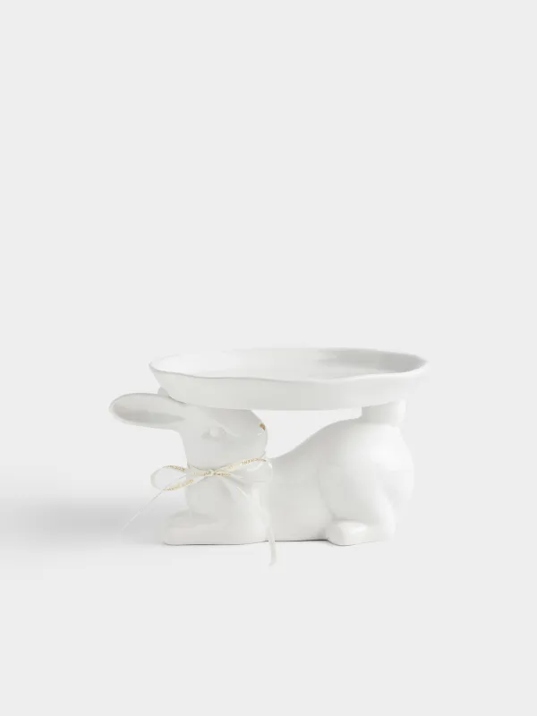 Блюдо на ножке, 20х13 см, керамика D, молочно-золотистое, Кролик, Rabbit gold, image-0