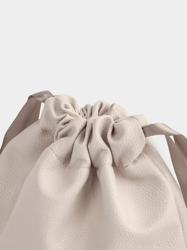 Косметичка, 25х20 см, на завязках, полиуретан, бежевая, Memo, image-2