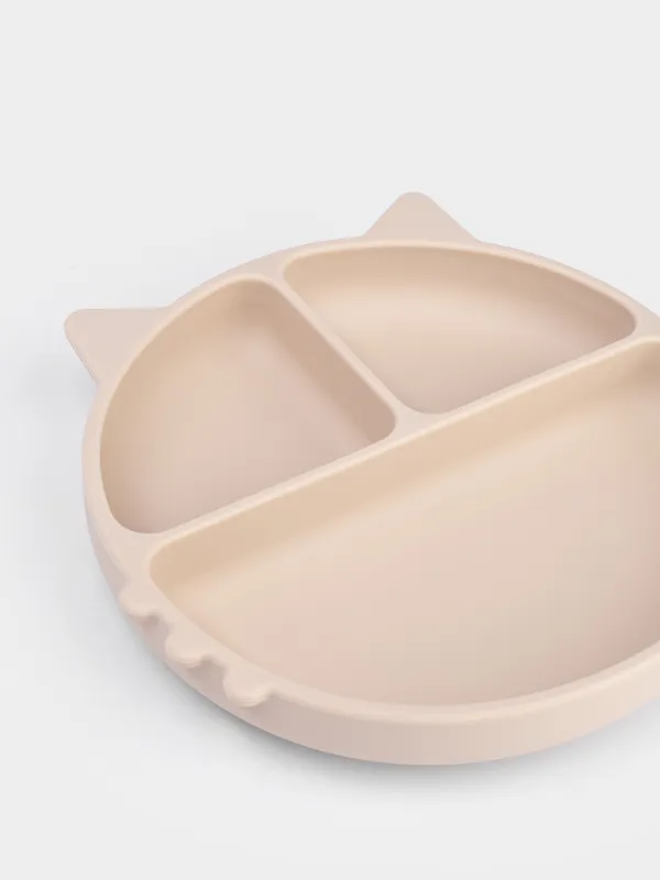 Тарелка обеденная, 19х20 см, 3 отделения, на присоске, Котик, Kiddy, image-4