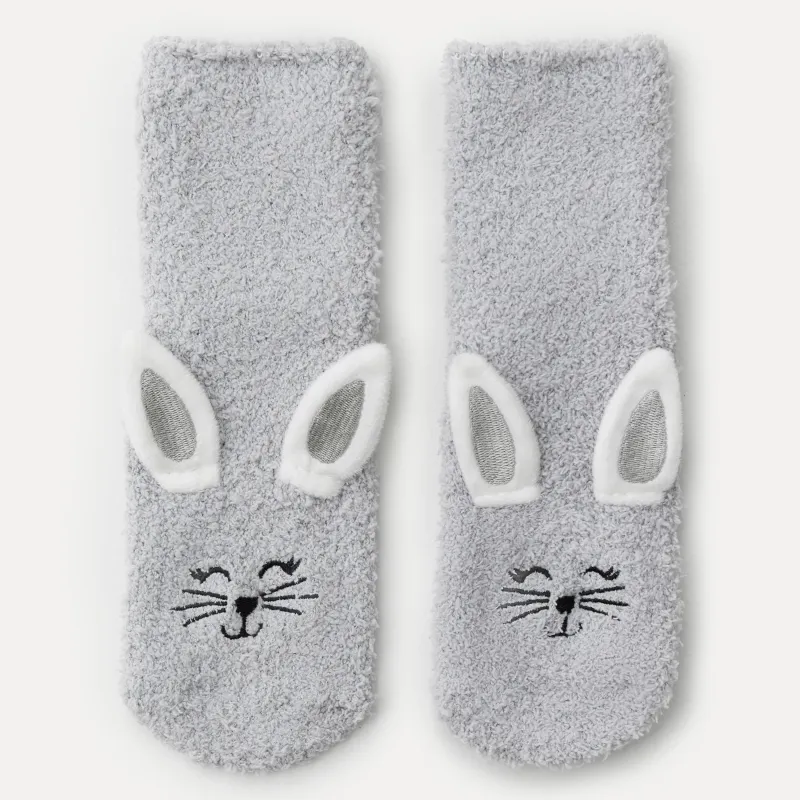 Носки женские, домашние, серые, Заяц, Merry